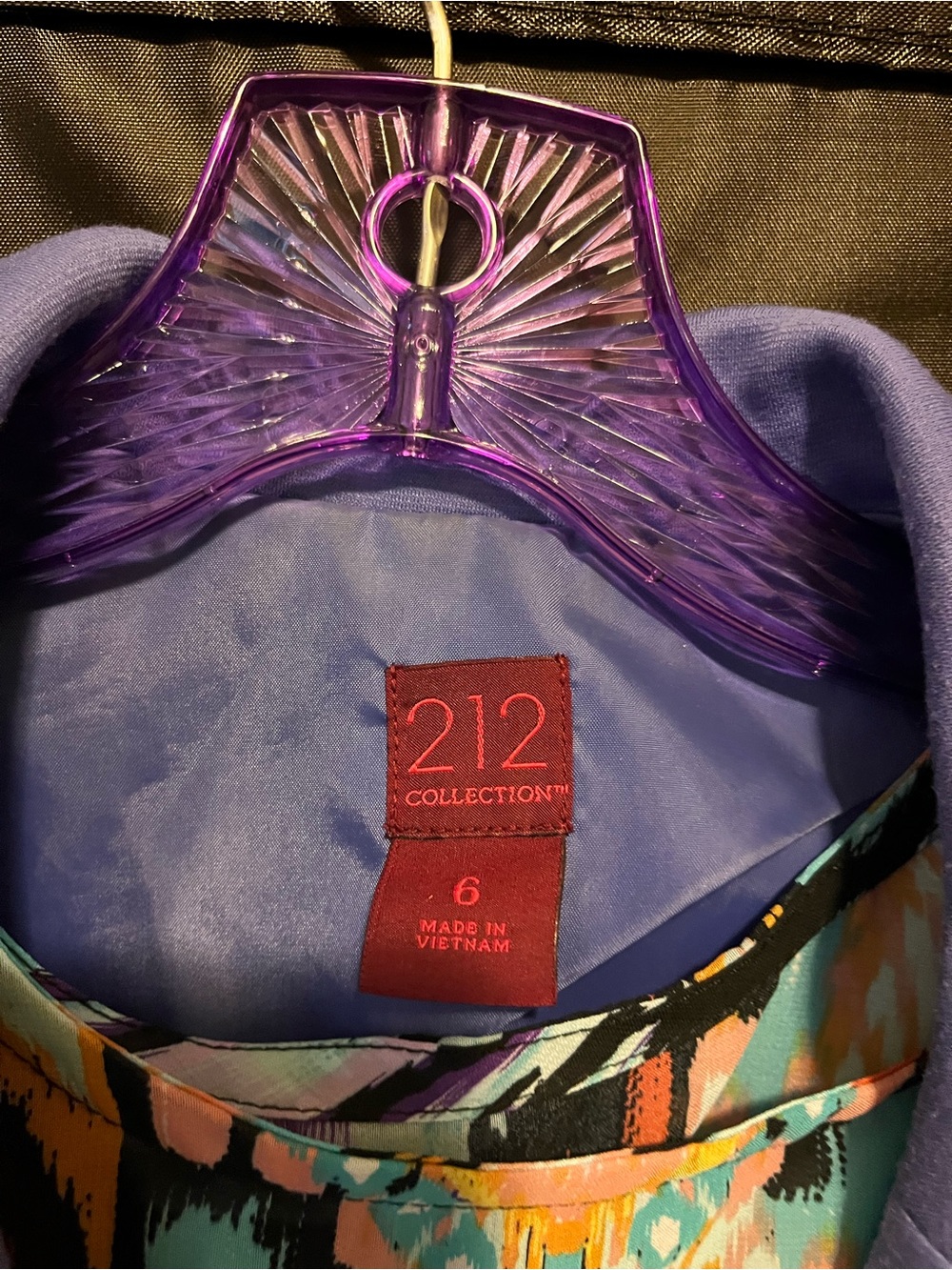 212 Collection Lavender Jacket with Multicolor Abstract Trim - Picture 2 of 2